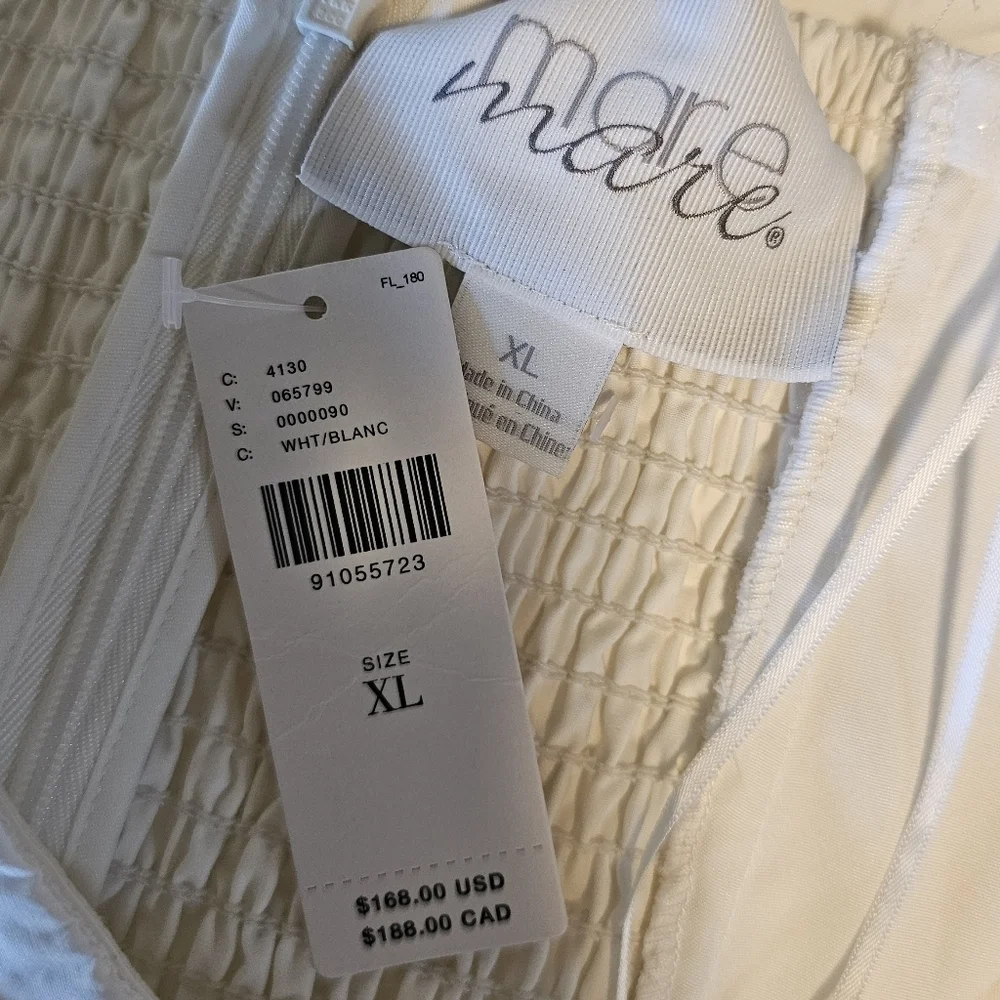 Mare Mare x Anthropologie White Strapless Seamed A-Line Midi Dress, XL